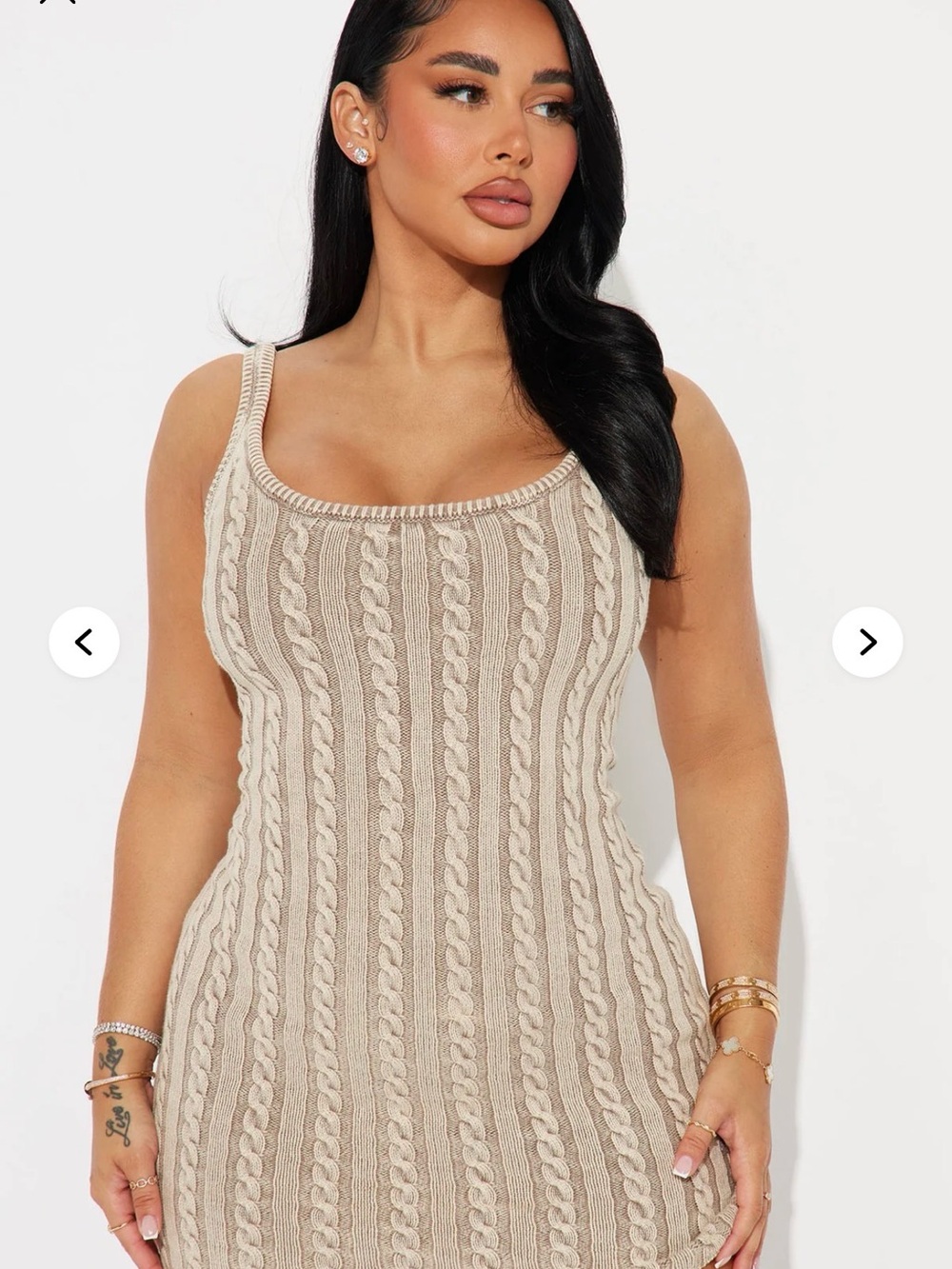 Fashion Nova Beige Cable Knit Womens Sweater dress 2x #237